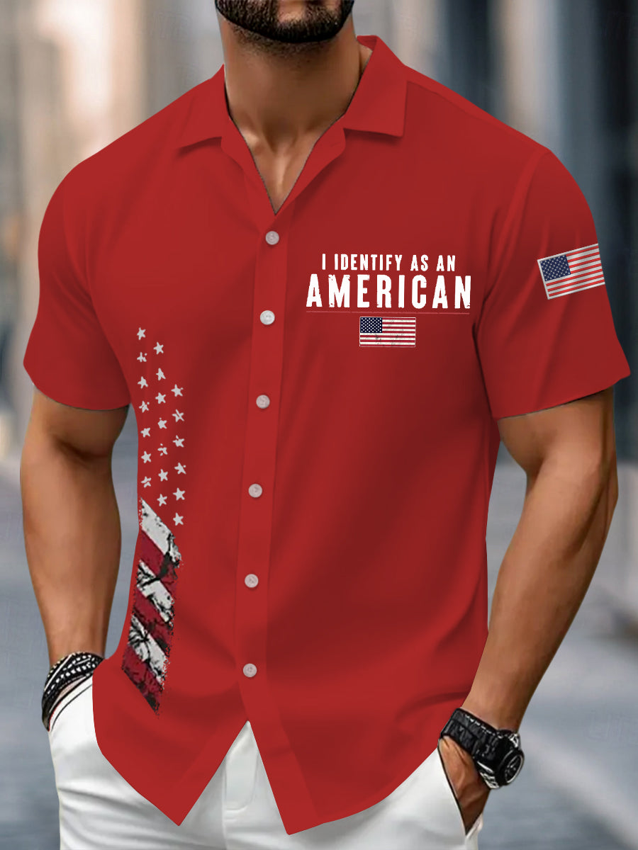 Men's I Identify As An American Casual Short Sleeve Shirt