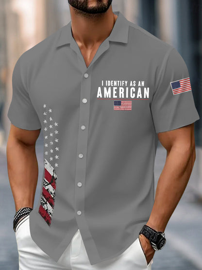 Men's I Identify As An American Casual Short Sleeve Shirt