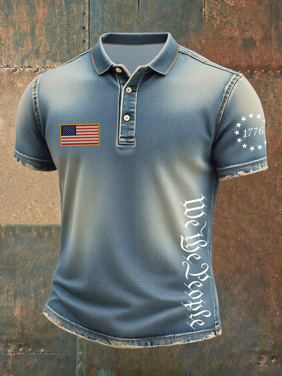 Men's Independence Day denim print T-shirt