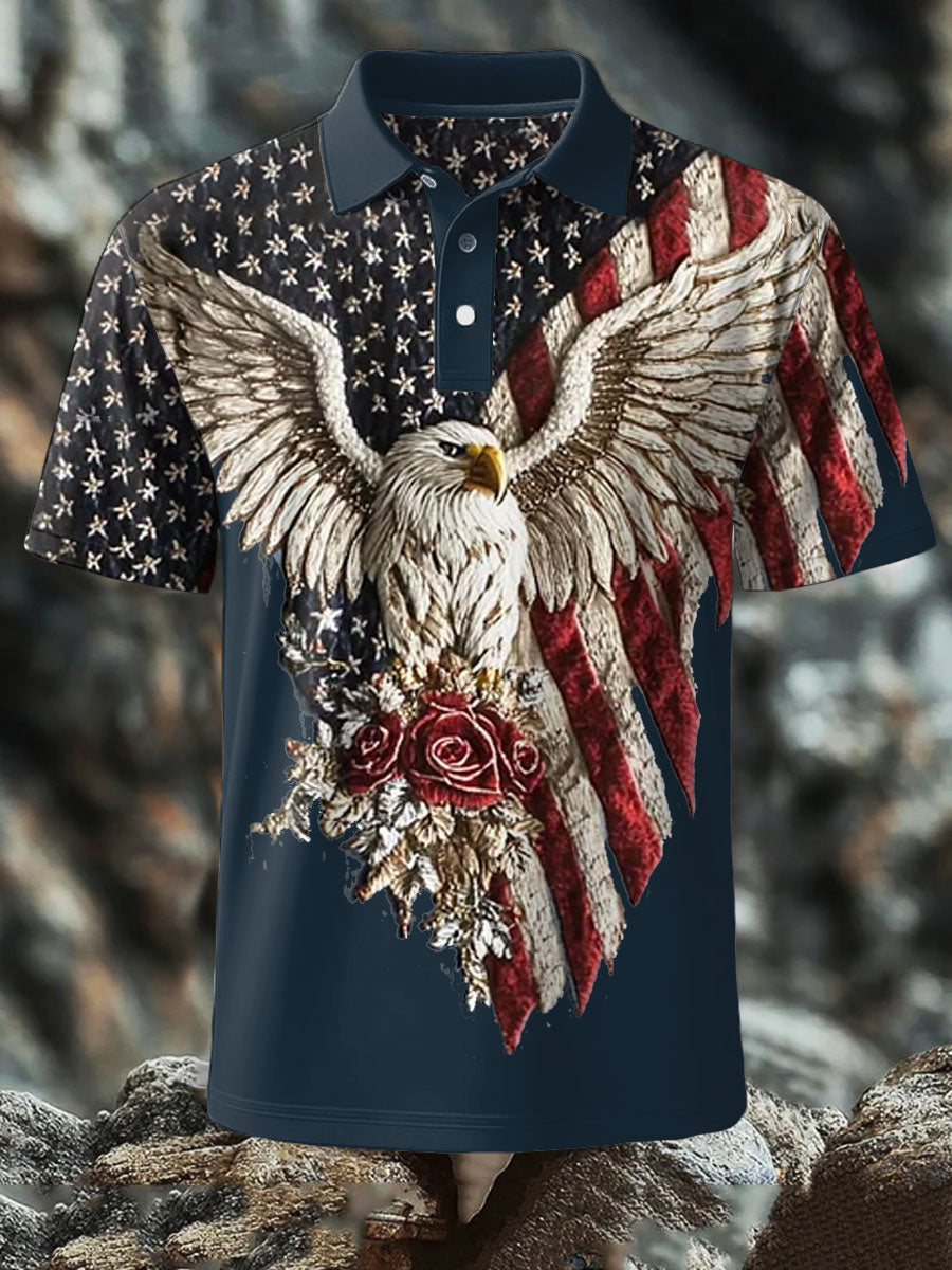 Men's 4th of July Eagle Flag Patriotic Printed Casual Tops