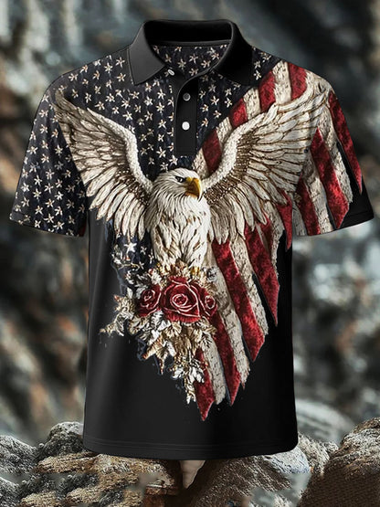 Men's 4th of July Eagle Flag Patriotic Printed Casual Tops
