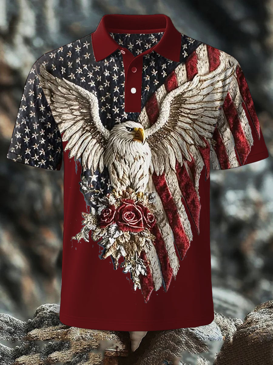 Men's 4th of July Eagle Flag Patriotic Printed Casual Tops