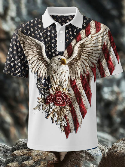 Men's 4th of July Eagle Flag Patriotic Printed Casual Tops