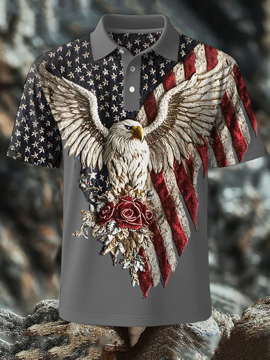 Men's 4th of July Eagle Flag Patriotic Printed Casual Tops
