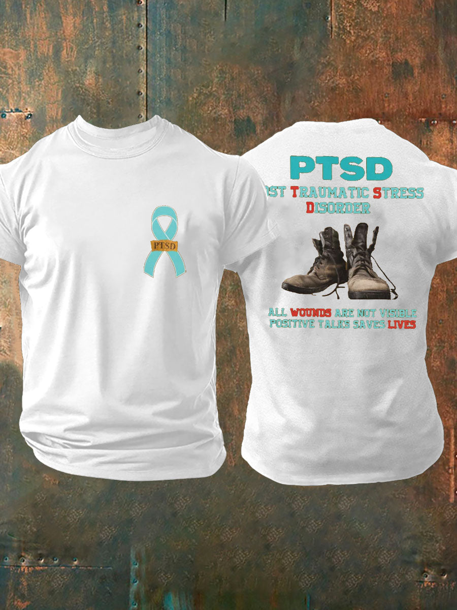 Men's PTSD Awareness Veteran Printed T-shirt