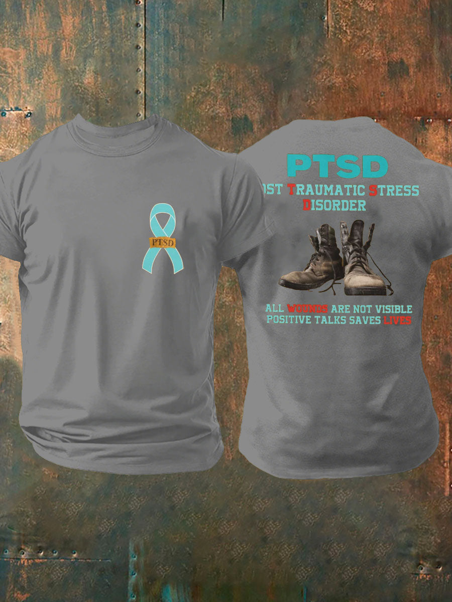 Men's PTSD Awareness Veteran Printed T-shirt