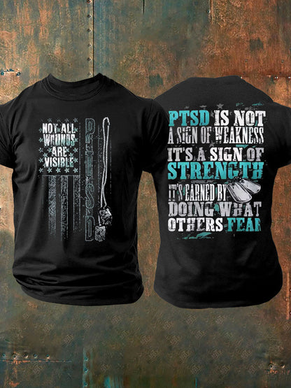 Men's PTSD Awareness Veteran Printed T-shirt