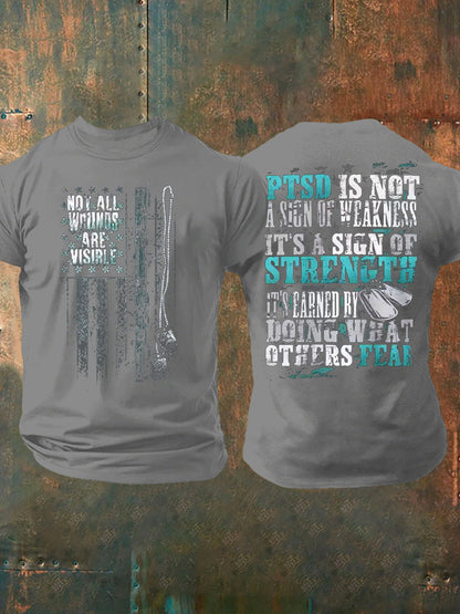 Men's PTSD Awareness Veteran Printed T-shirt