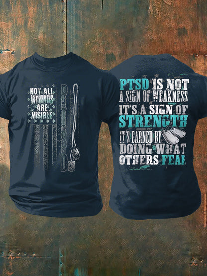 Men's PTSD Awareness Veteran Printed T-shirt