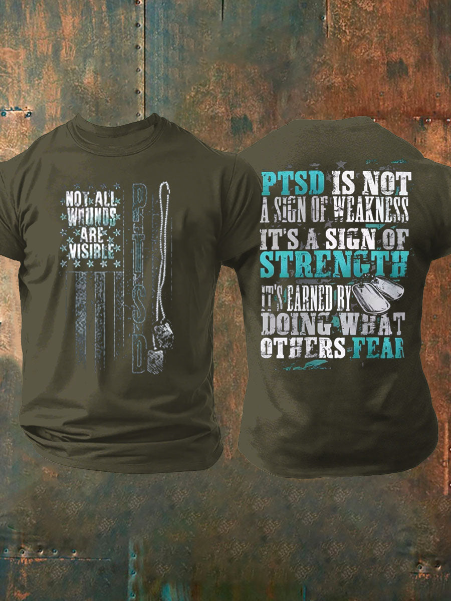 Men's PTSD Awareness Veteran Printed T-shirt