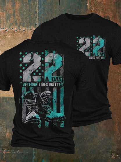 Men's PTSD Awareness Veteran Printed T-shirt