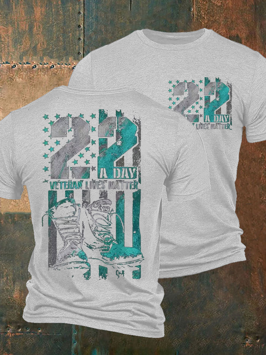 Men's PTSD Awareness Veteran Printed T-shirt