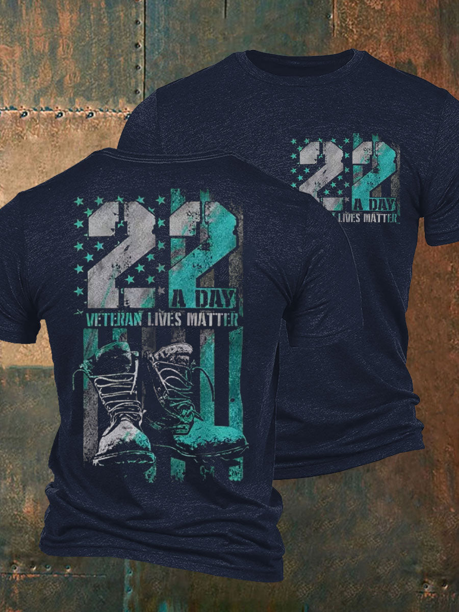 Men's PTSD Awareness Veteran Printed T-shirt