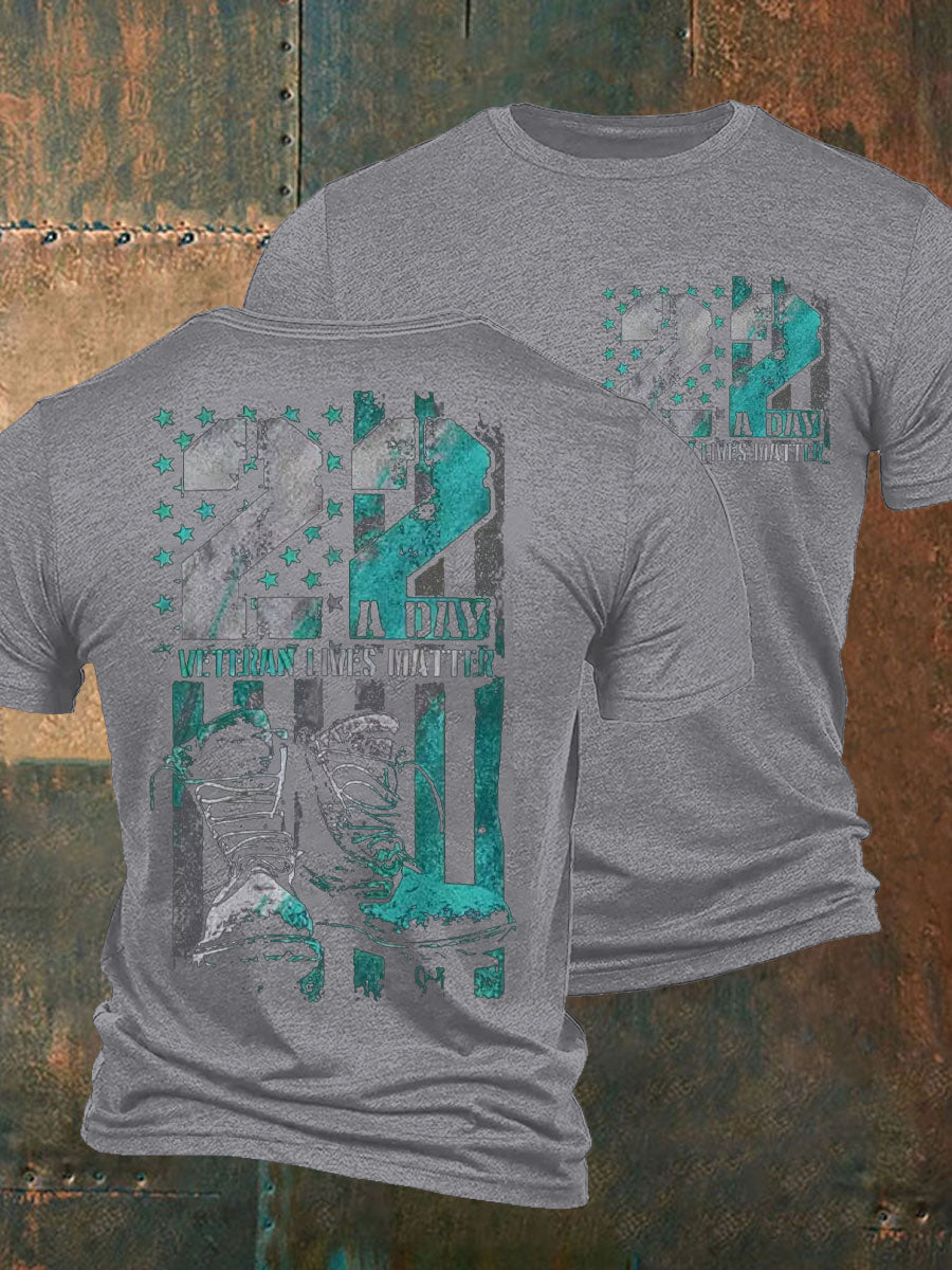 Men's PTSD Awareness Veteran Printed T-shirt