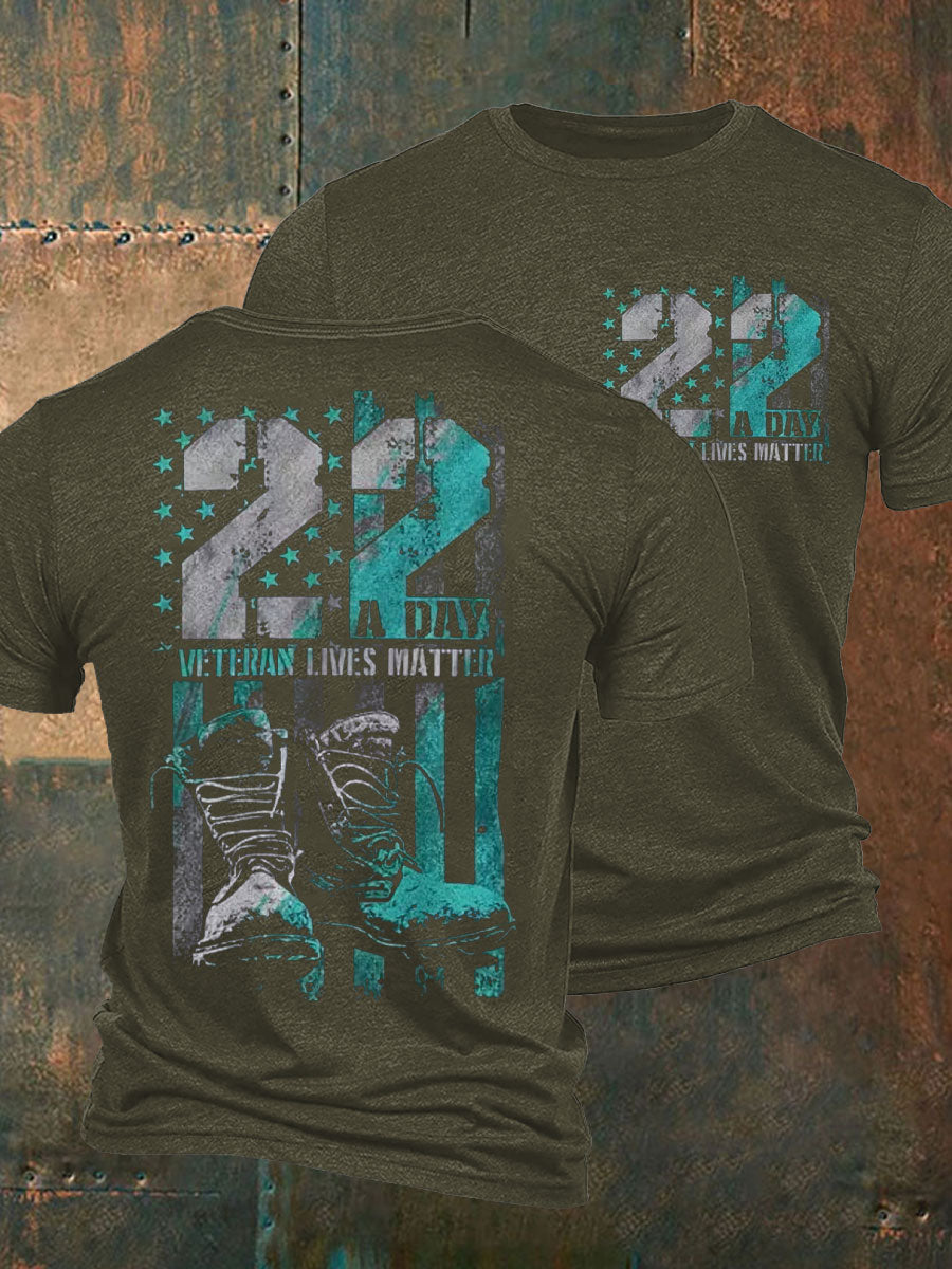 Men's PTSD Awareness Veteran Printed T-shirt