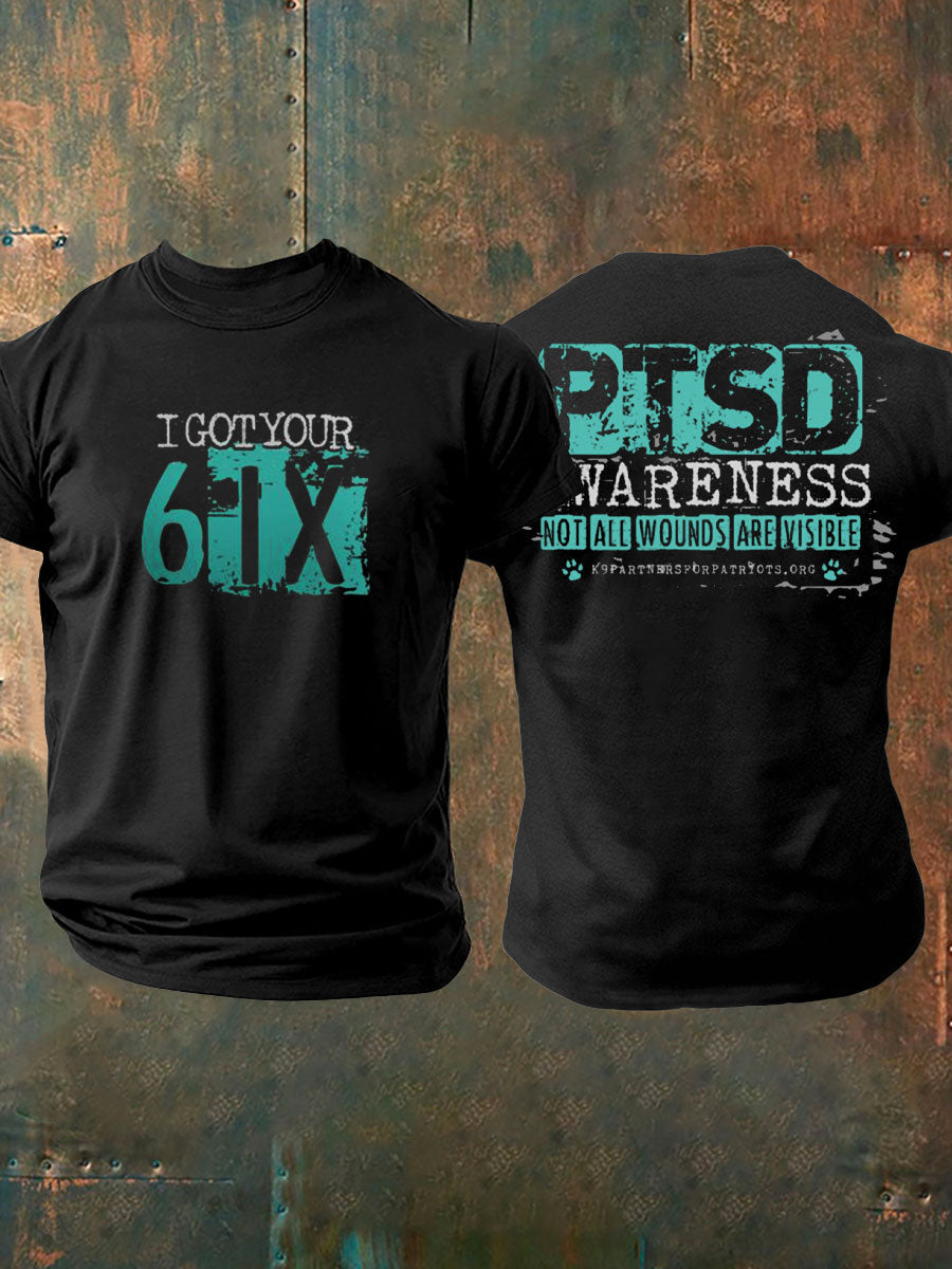 Men's PTSD Awareness Veteran Printed T-shirt