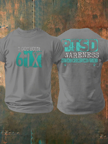 Men's PTSD Awareness Veteran Printed T-shirt
