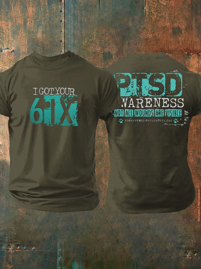 Men's PTSD Awareness Veteran Printed T-shirt
