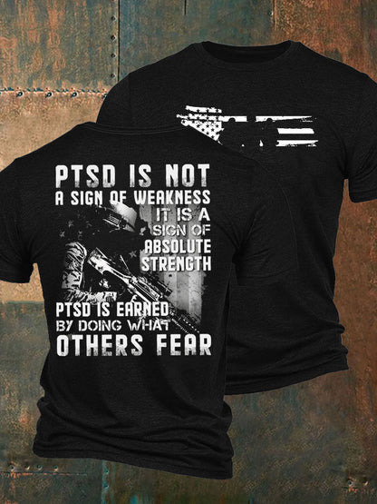 Men's PTSD Awareness Veteran Printed T-shirt