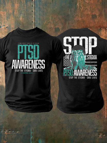 Men's PTSD Awareness Veteran Printed T-shirt