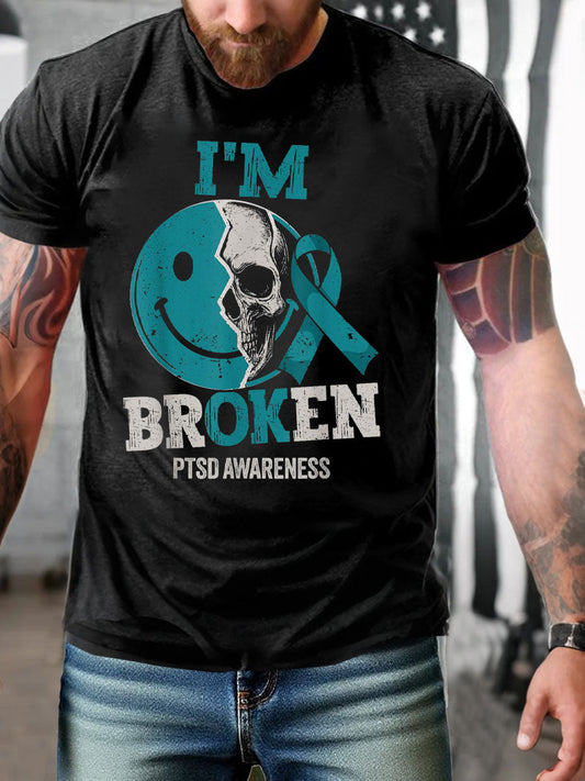 Men's PTSD Awareness Veteran Printed T-shirt