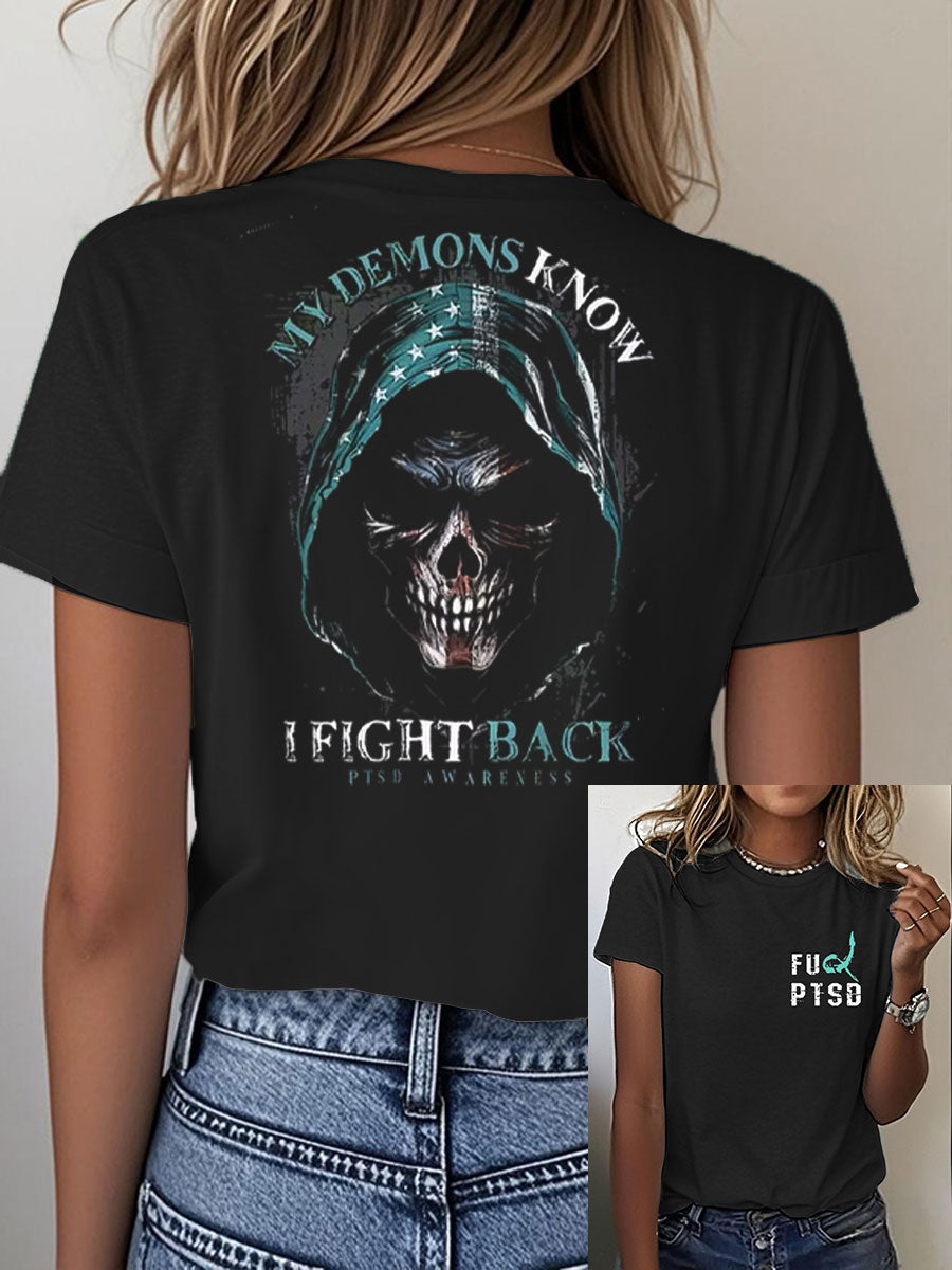 Women's PTSD Awareness Veteran Printed T-shirt