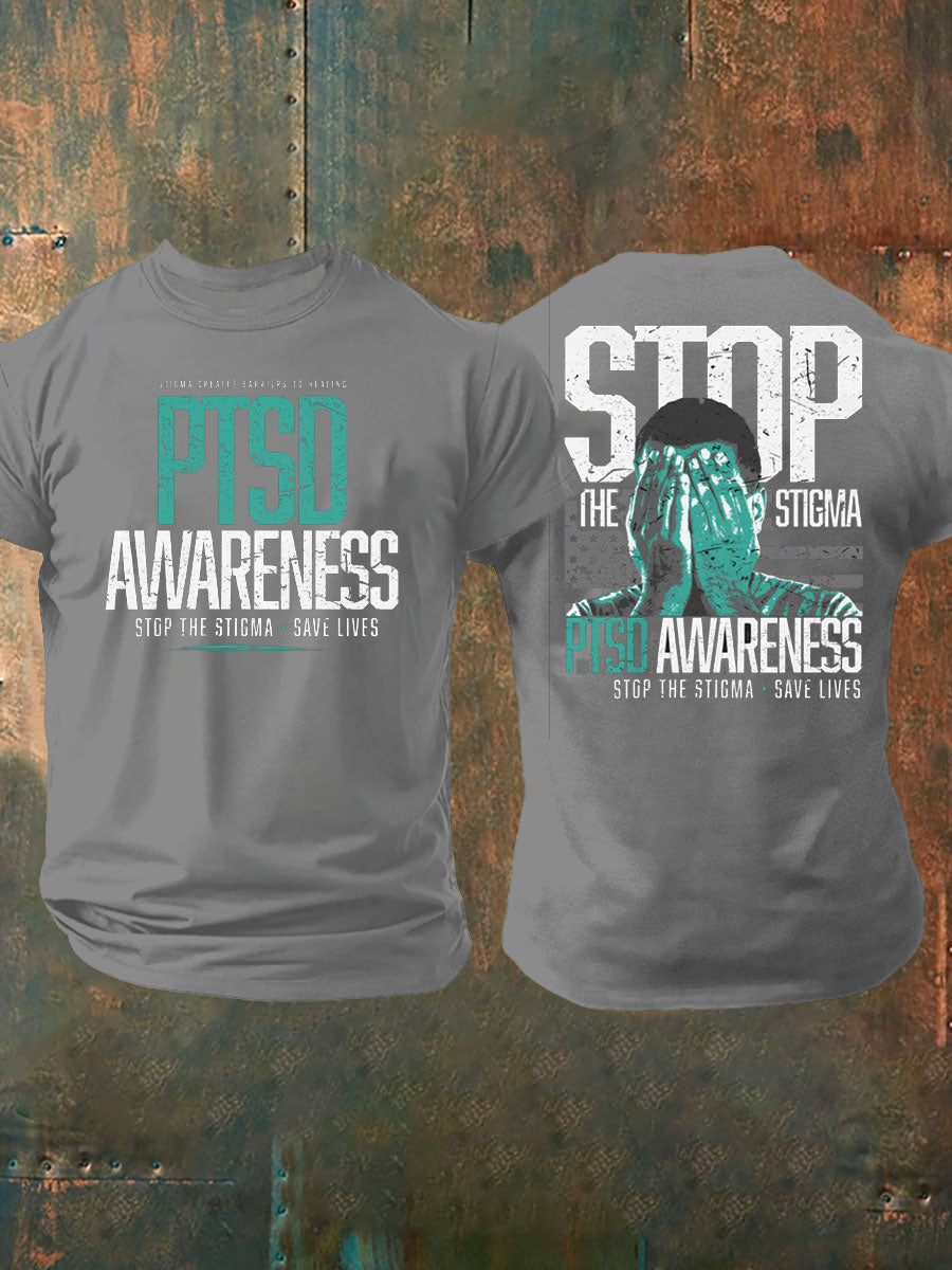 Men's PTSD Awareness Veteran Printed T-shirt