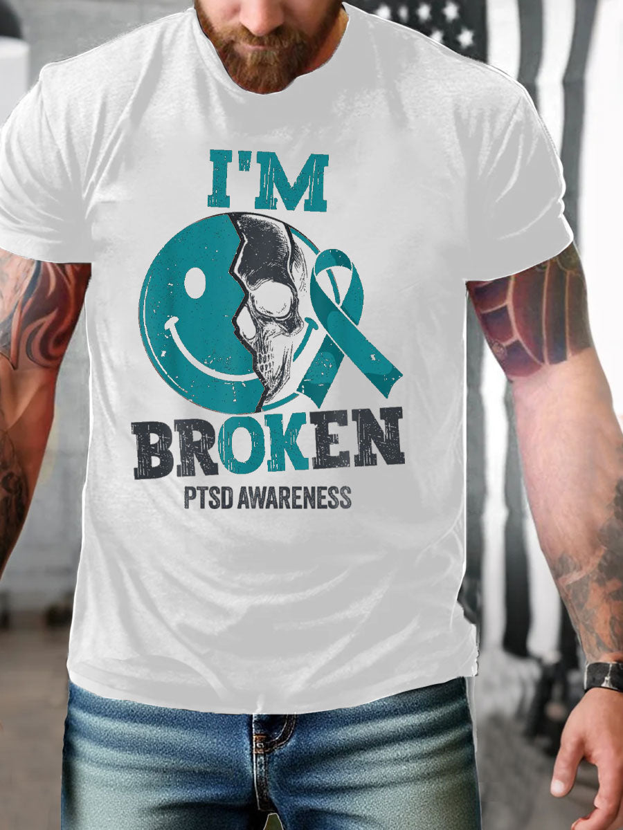 Men's PTSD Awareness Veteran Printed T-shirt
