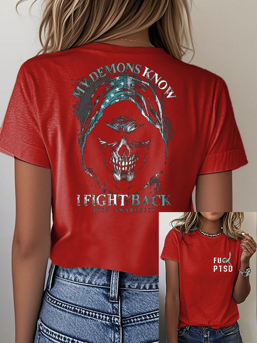Women's PTSD Awareness Veteran Printed T-shirt