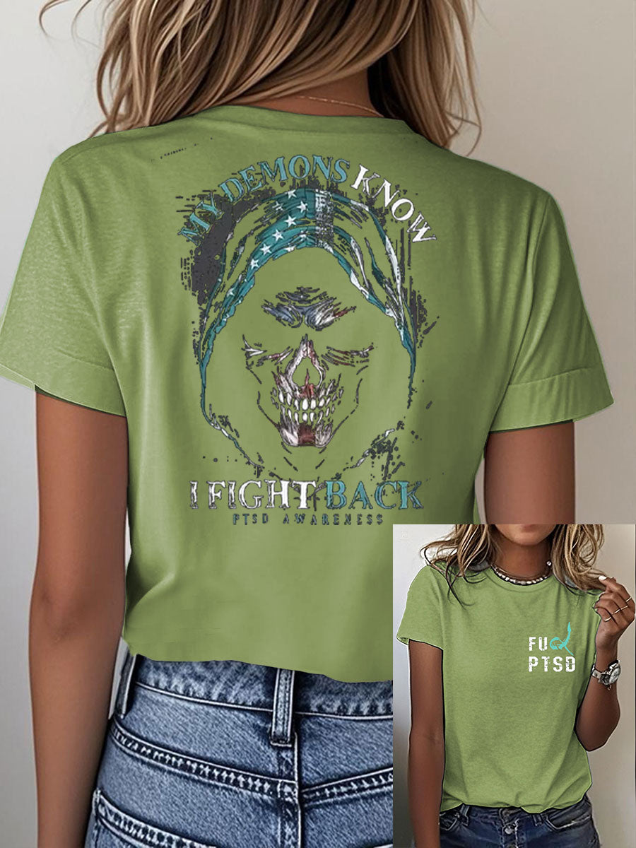 Women's PTSD Awareness Veteran Printed T-shirt