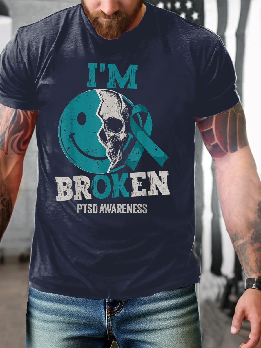 Men's PTSD Awareness Veteran Printed T-shirt