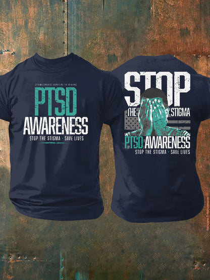 Men's PTSD Awareness Veteran Printed T-shirt