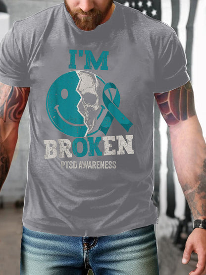 Men's PTSD Awareness Veteran Printed T-shirt