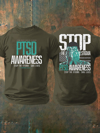 Men's PTSD Awareness Veteran Printed T-shirt