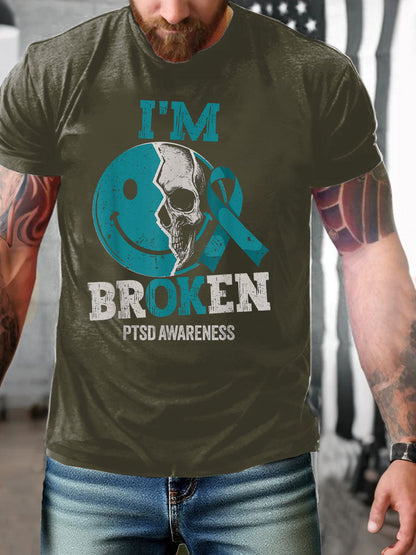Men's PTSD Awareness Veteran Printed T-shirt