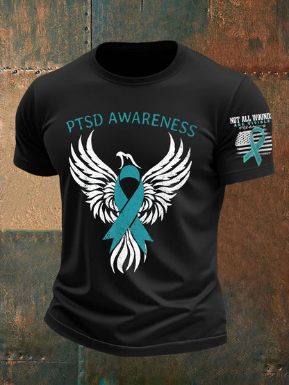 Men's PTSD Awareness Veteran Printed T-shirt