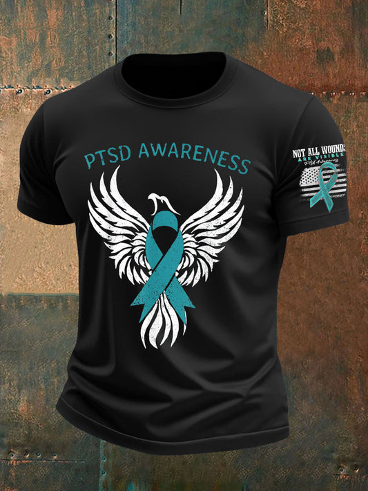 Men's PTSD Awareness Veteran Printed T-shirt