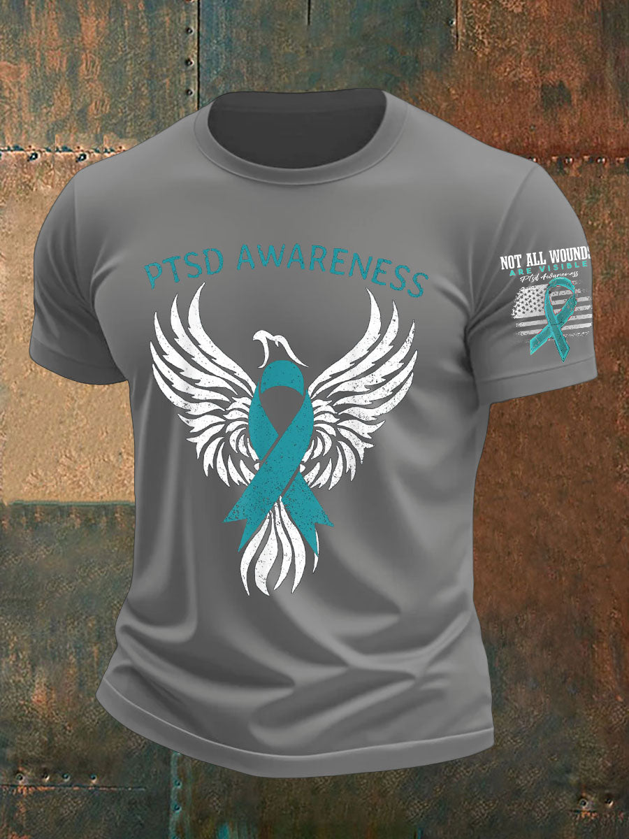 Men's PTSD Awareness Veteran Printed T-shirt