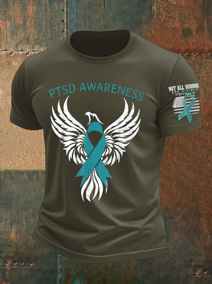 Men's PTSD Awareness Veteran Printed T-shirt