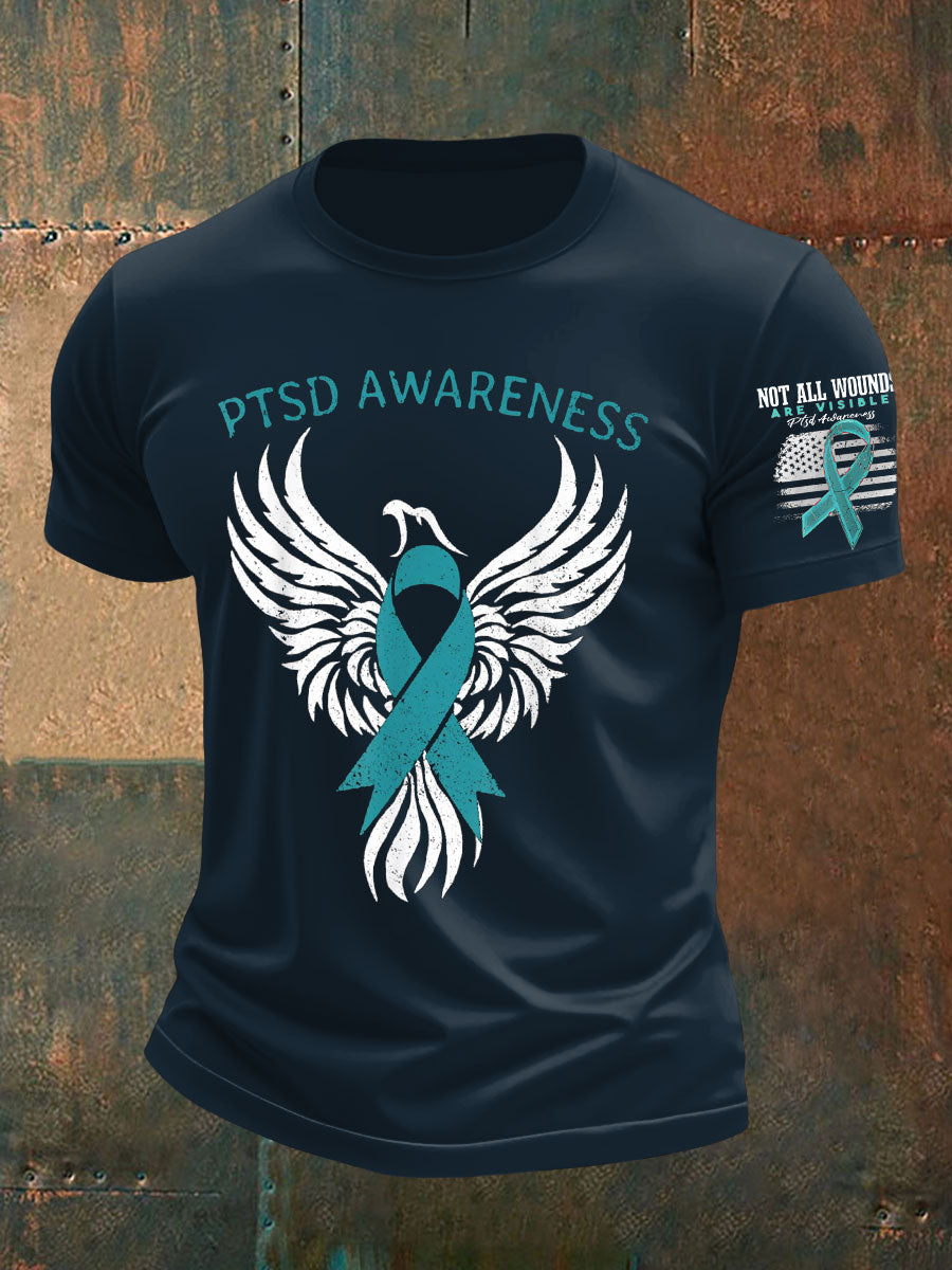 Men's PTSD Awareness Veteran Printed T-shirt