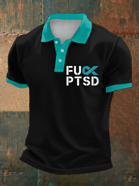 Men's PTSD Awareness Veteran Printed Casual Tops