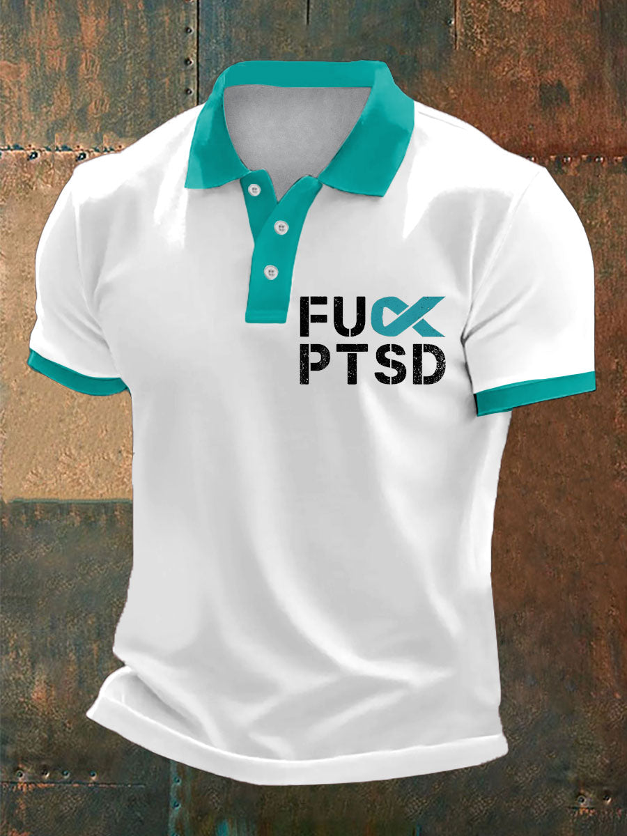 Men's PTSD Awareness Veteran Printed Casual Tops