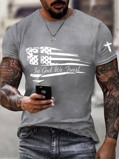 Men's In God We Trust Printed Casual T-Shirt