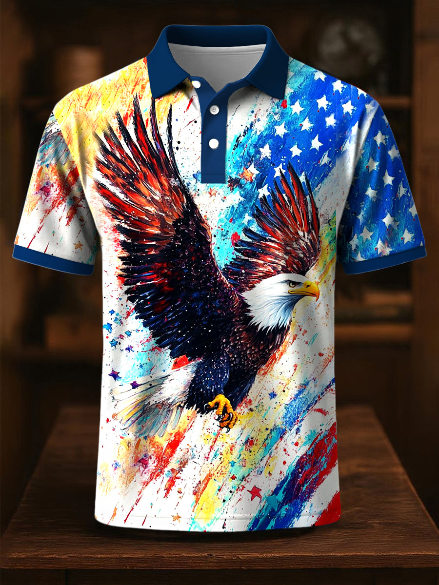 Men's Independence Day Eagle Print Short Sleeve T-Shirt
