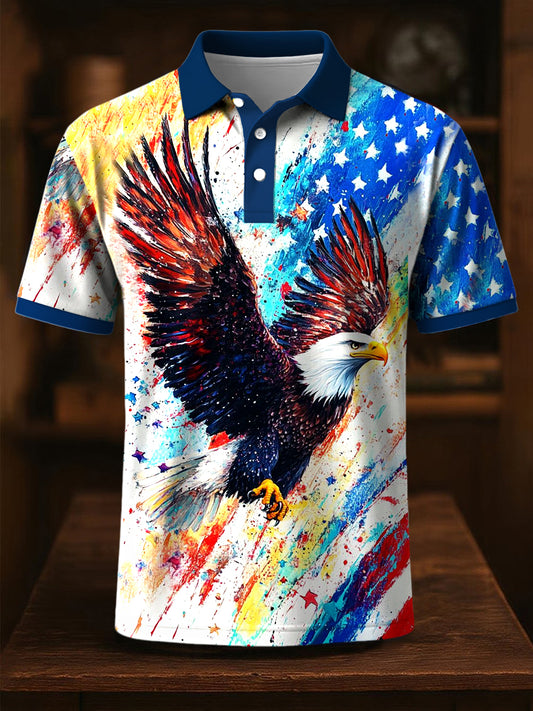 Men's Independence Day Eagle Print Short Sleeve T-Shirt