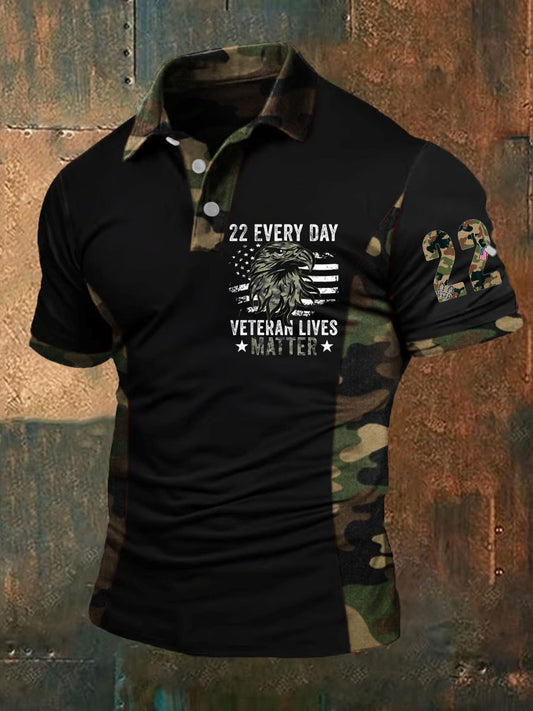 Men's PTSD Awareness Veteran Printed Casual Tops