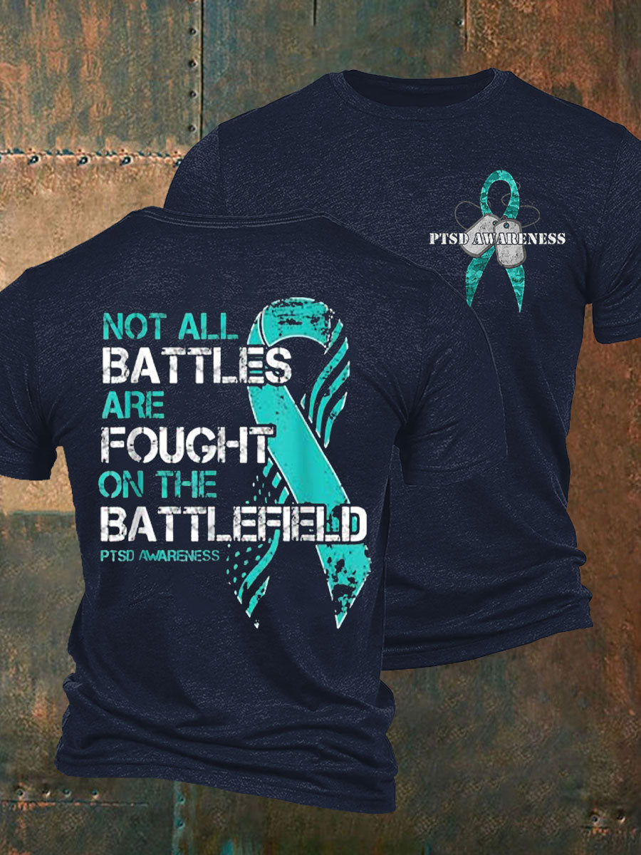Men's PTSD Awareness Veteran Printed T-shirt