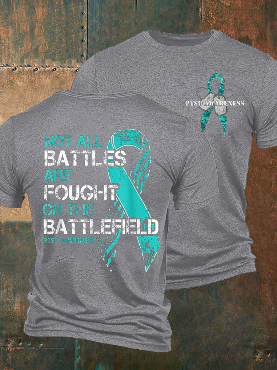 Men's PTSD Awareness Veteran Printed T-shirt