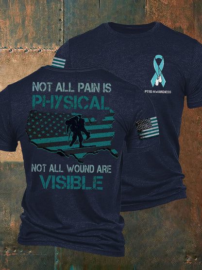 Men's PTSD Awareness Veteran Printed T-shirt