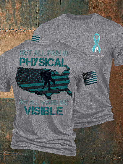 Men's PTSD Awareness Veteran Printed T-shirt
